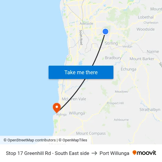 Stop 17 Greenhill Rd - South East side to Port Willunga map