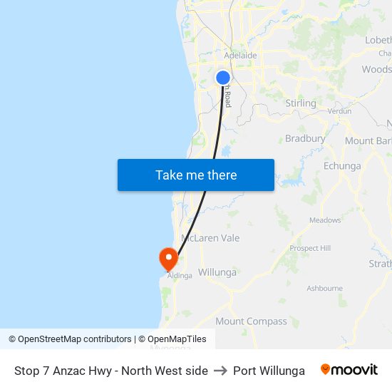 Stop 7 Anzac Hwy - North West side to Port Willunga map