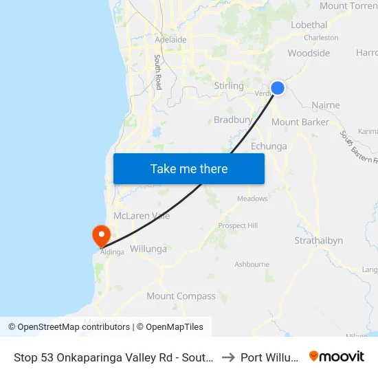 Stop 53 Onkaparinga Valley Rd - South side to Port Willunga map