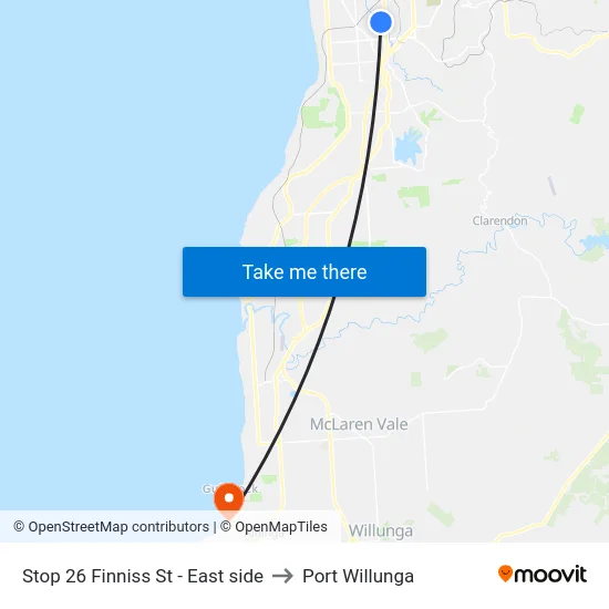 Stop 26 Finniss St - East side to Port Willunga map