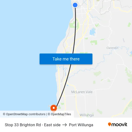 Stop 33 Brighton Rd - East side to Port Willunga map
