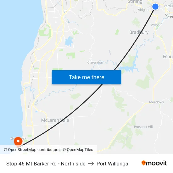 Stop 46 Mt Barker Rd - North side to Port Willunga map