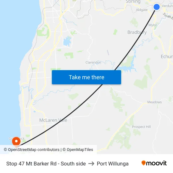 Stop 47 Mt Barker Rd - South side to Port Willunga map