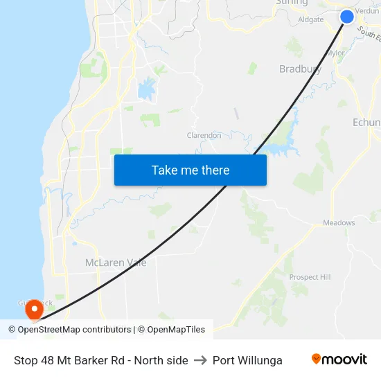 Stop 48 Mt Barker Rd - North side to Port Willunga map