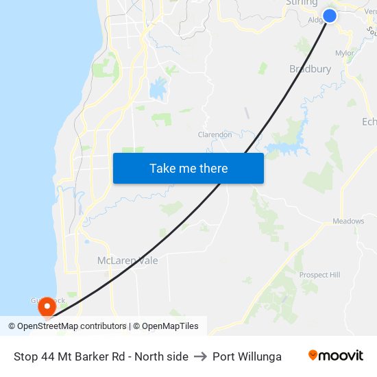 Stop 44 Mt Barker Rd - North side to Port Willunga map