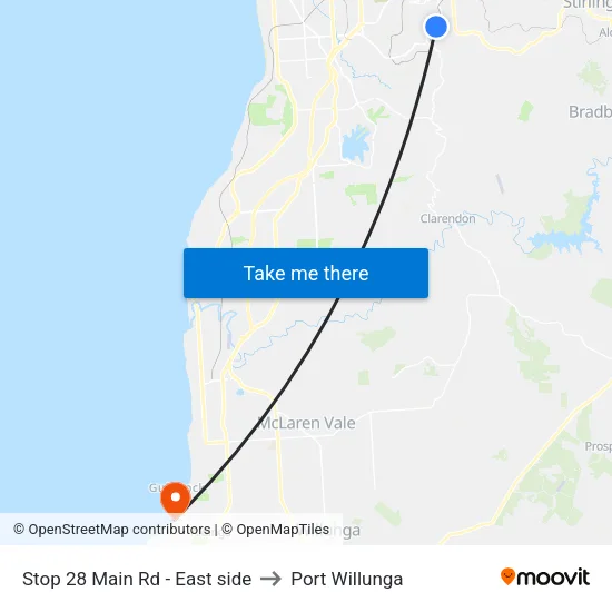 Stop 28 Main Rd - East side to Port Willunga map