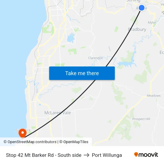 Stop 42 Mt Barker Rd - South side to Port Willunga map