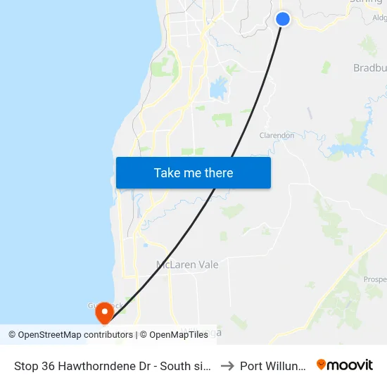 Stop 36 Hawthorndene Dr - South side to Port Willunga map