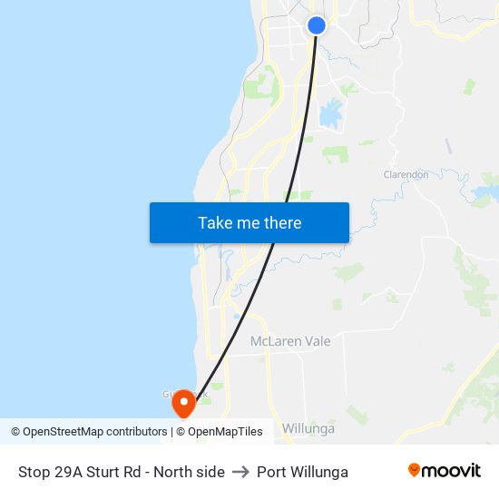 Stop 29A Sturt Rd - North side to Port Willunga map