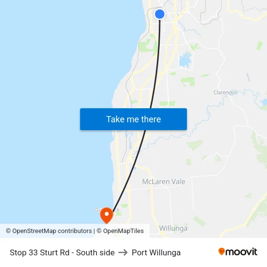 Stop 33 Sturt Rd - South side to Port Willunga map