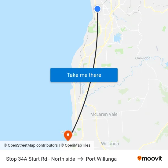 Stop 34A Sturt Rd - North side to Port Willunga map
