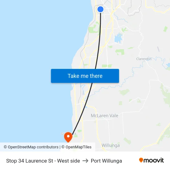 Stop 34 Laurence St - West side to Port Willunga map