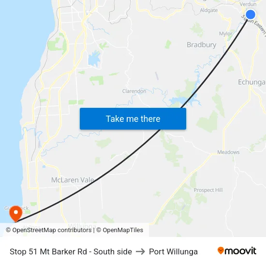 Stop 51 Mt Barker Rd - South side to Port Willunga map