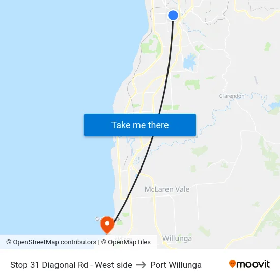 Stop 31 Diagonal Rd - West side to Port Willunga map