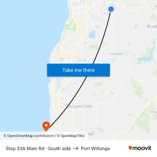 Stop 33A Main Rd - South side to Port Willunga map