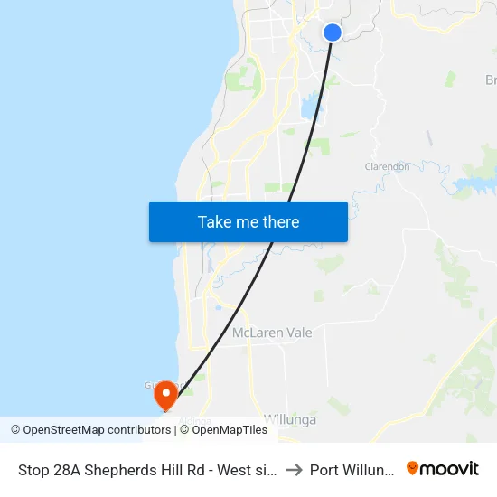 Stop 28A Shepherds Hill Rd - West side to Port Willunga map