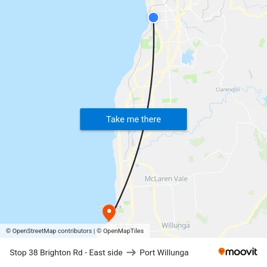Stop 38 Brighton Rd - East side to Port Willunga map
