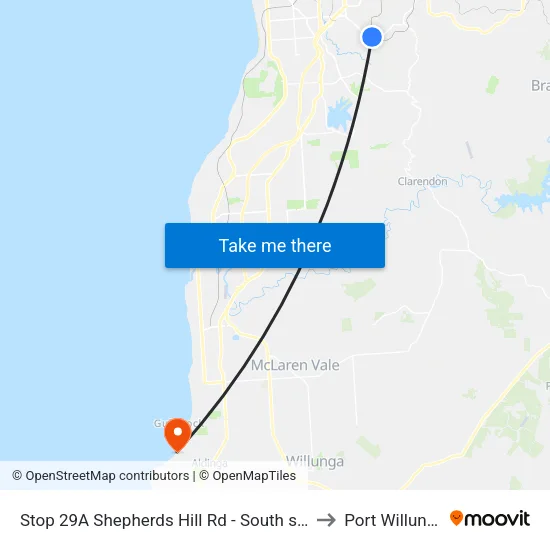 Stop 29A Shepherds Hill Rd - South side to Port Willunga map