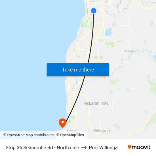 Stop 36 Seacombe Rd - North side to Port Willunga map