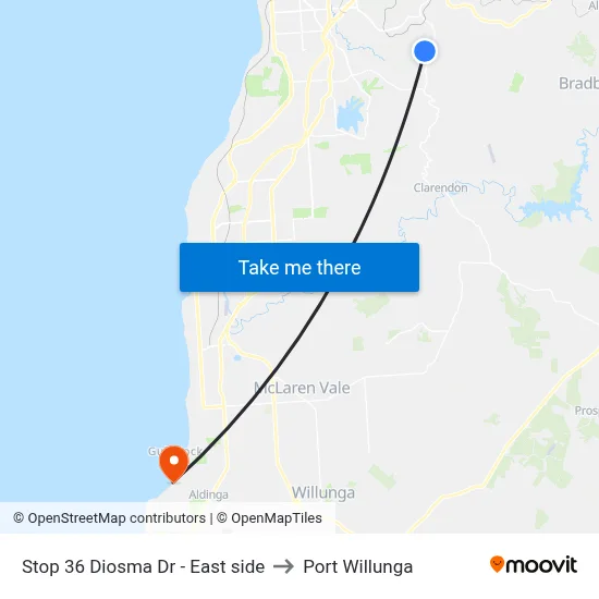 Stop 36 Diosma Dr - East side to Port Willunga map