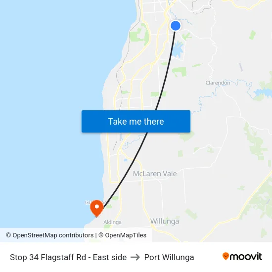 Stop 34 Flagstaff Rd - East side to Port Willunga map