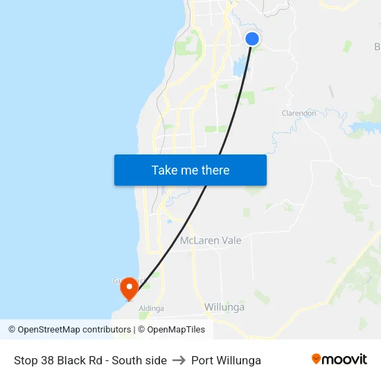 Stop 38 Black Rd - South side to Port Willunga map