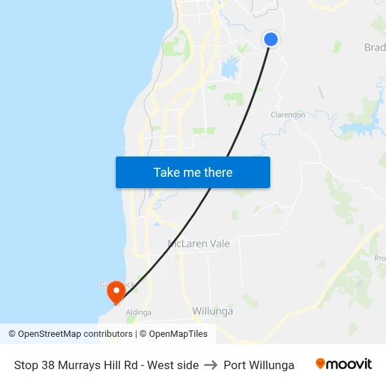 Stop 38 Murrays Hill Rd - West side to Port Willunga map