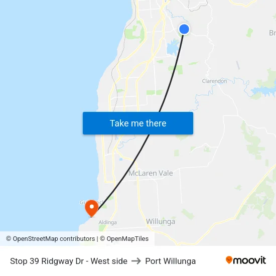 Stop 39 Ridgway Dr - West side to Port Willunga map