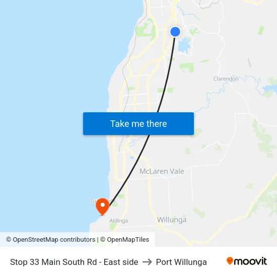 Stop 33 Main South Rd - East side to Port Willunga map