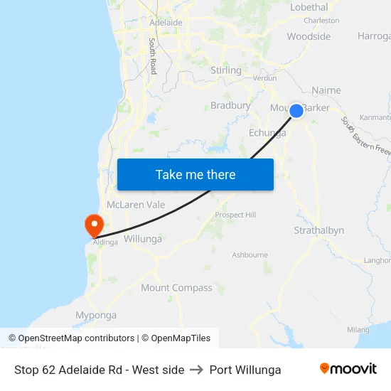 Stop 62 Adelaide Rd - West side to Port Willunga map