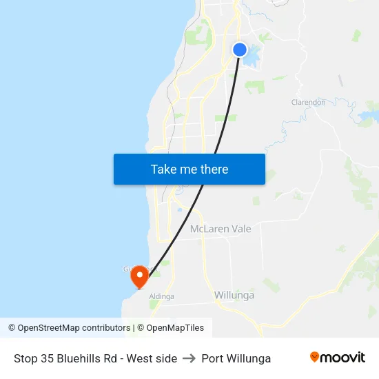 Stop 35 Bluehills Rd - West side to Port Willunga map