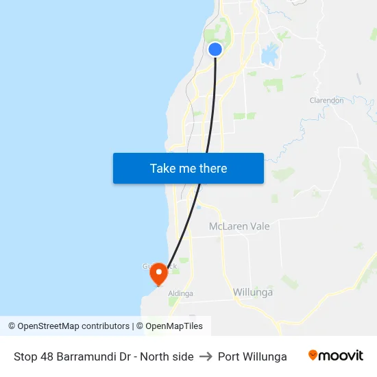 Stop 48 Barramundi Dr - North side to Port Willunga map