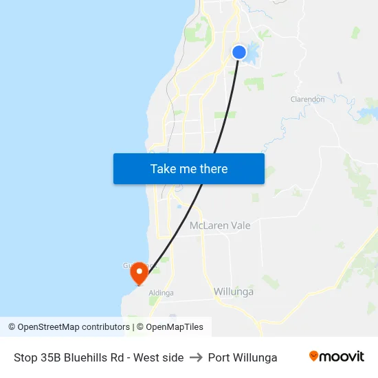 Stop 35B Bluehills Rd - West side to Port Willunga map