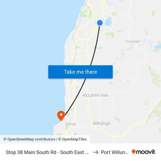 Stop 38 Main South Rd - South East side to Port Willunga map