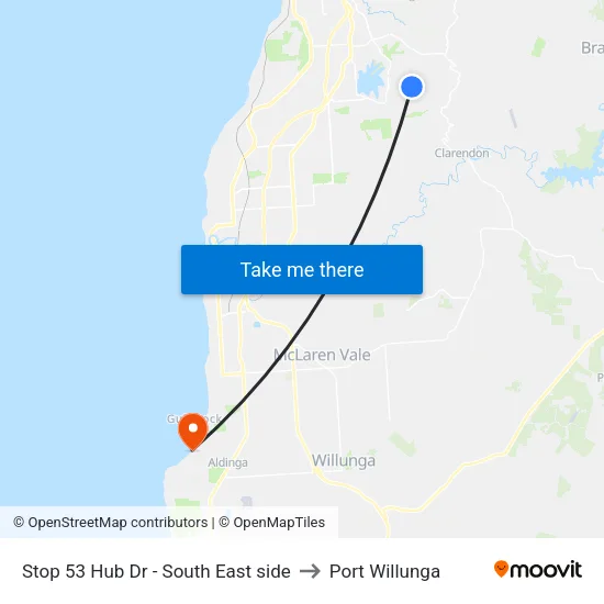 Stop 53 Hub Dr - South East side to Port Willunga map