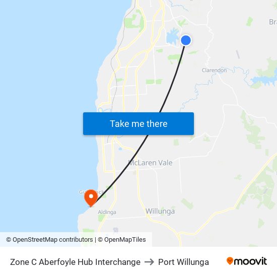 Zone C Aberfoyle Hub Interchange to Port Willunga map