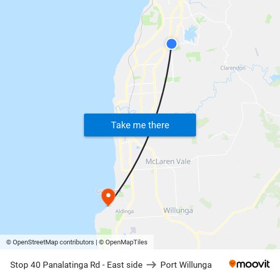 Stop 40 Panalatinga Rd - East side to Port Willunga map