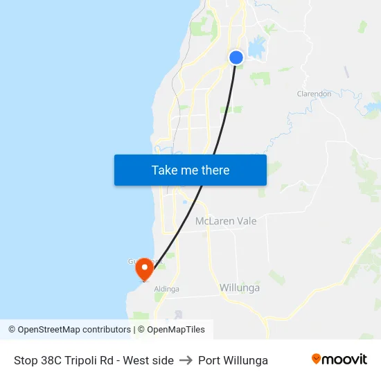 Stop 38C Tripoli Rd - West side to Port Willunga map