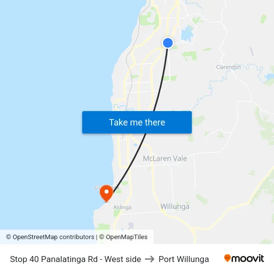 Stop 40 Panalatinga Rd - West side to Port Willunga map