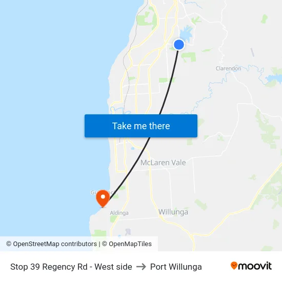 Stop 39 Regency Rd - West side to Port Willunga map