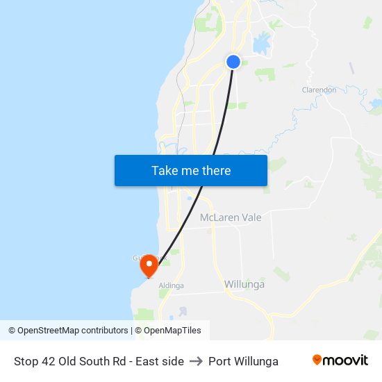 Stop 42 Old South Rd - East side to Port Willunga map