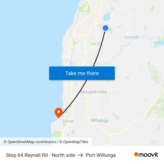 Stop 64 Reynell Rd - North side to Port Willunga map
