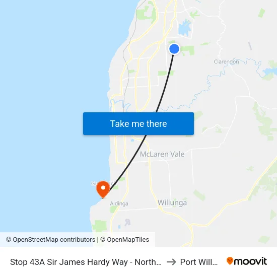 Stop 43A Sir James Hardy Way - North East side to Port Willunga map