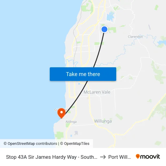 Stop 43A Sir James Hardy Way - South West side to Port Willunga map
