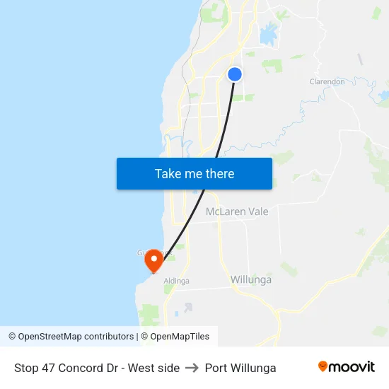 Stop 47 Concord Dr - West side to Port Willunga map