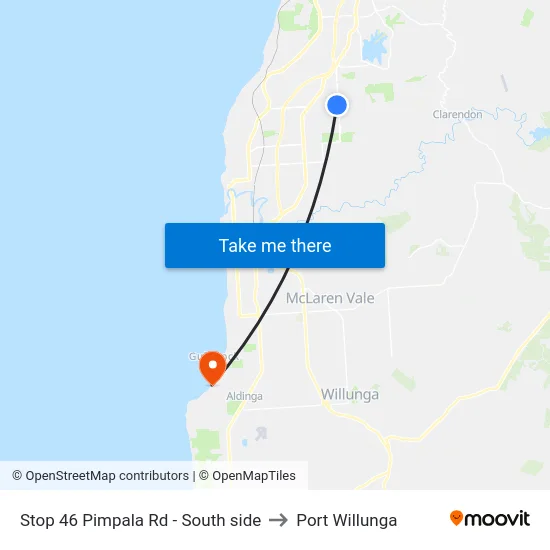 Stop 46 Pimpala Rd - South side to Port Willunga map