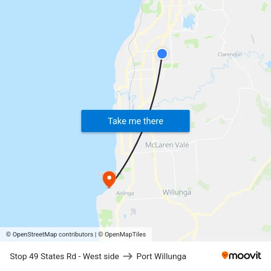 Stop 49 States Rd - West side to Port Willunga map