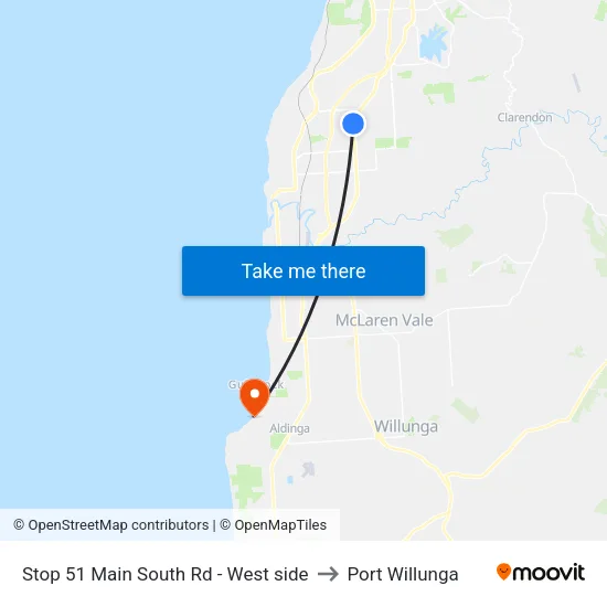 Stop 51 Main South Rd - West side to Port Willunga map