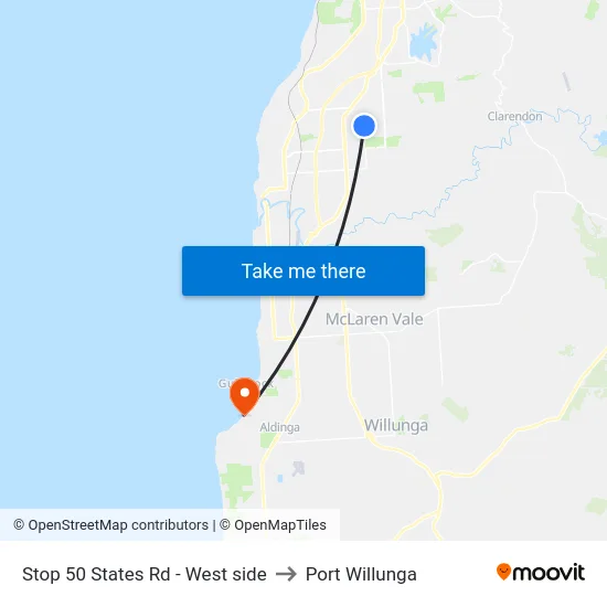Stop 50 States Rd - West side to Port Willunga map