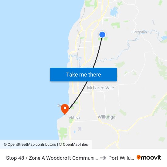 Stop 48 / Zone A Woodcroft Community Centre to Port Willunga map